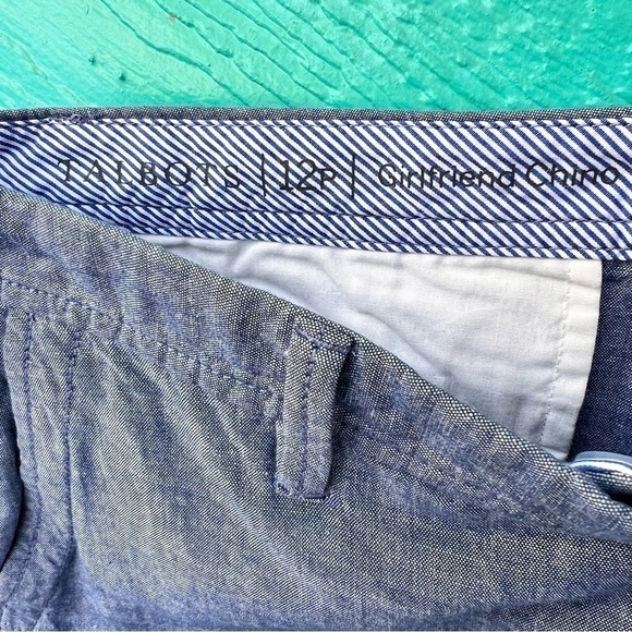 TALBOT’S GIRLFRIEND CHINO CHAMBRAY DENIM CROP PANTS SIZE 12 - Picture 7 of 11
